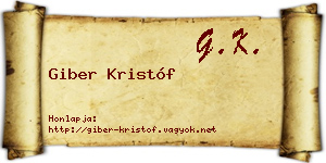 Giber Kristóf névjegykártya